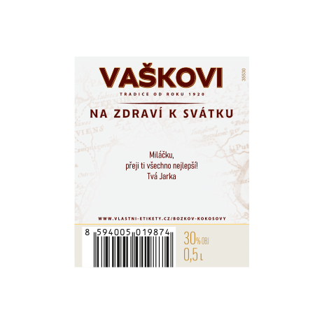 Božkov bílý kokosový - zadní strana etikety