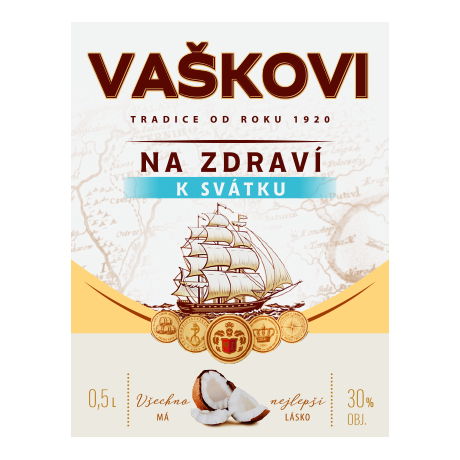 Božkov bílý kokosový - přední strana etikety