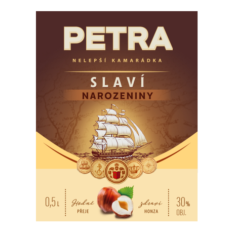 Božkov lískový oříšek - přední strana etikety