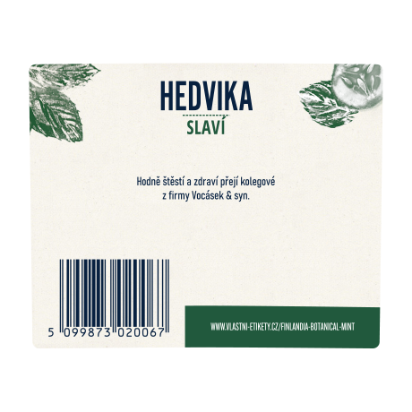 Finlandia Botanical Cucumber & Mint - zadní strana etikety