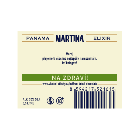 Rum Heffron Dubai Chocolate - zadní strana etikety