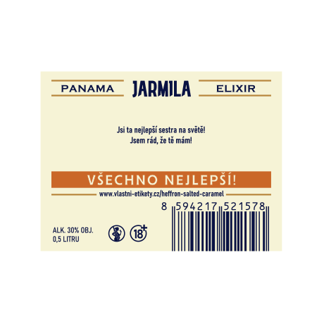 Rum Heffron Salted Caramel - zadní strana etikety