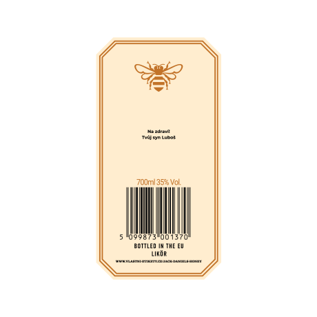 Jack Daniel's Honey - zadní strana etikety