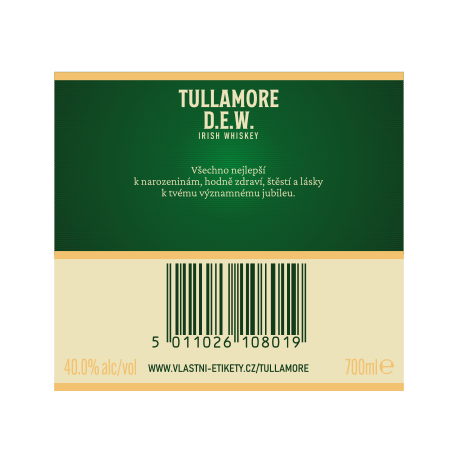 Tullamore Dew - původní láhev - zadní strana etikety